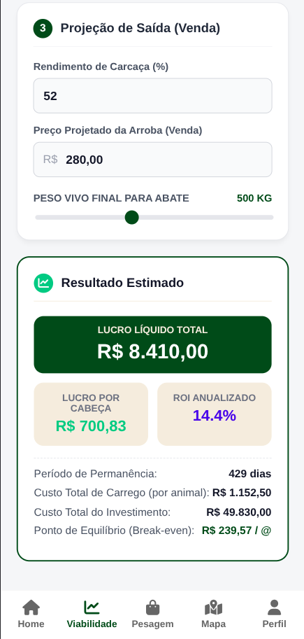 Calculadora de Viabilidade Bov Brasil